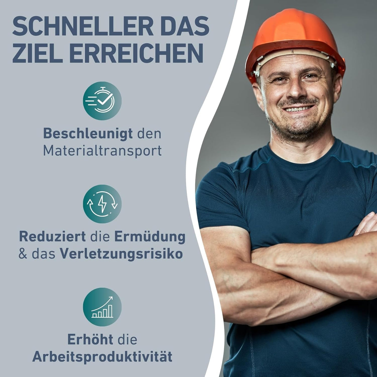Elektrische Schubkarre mit Akku I 100L Mulde I 260kg Traglas – Seitenansicht 2/9