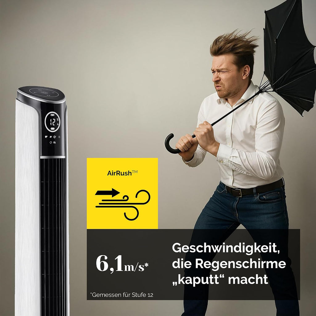 Bedienpanel des Turmlüfters mit Display