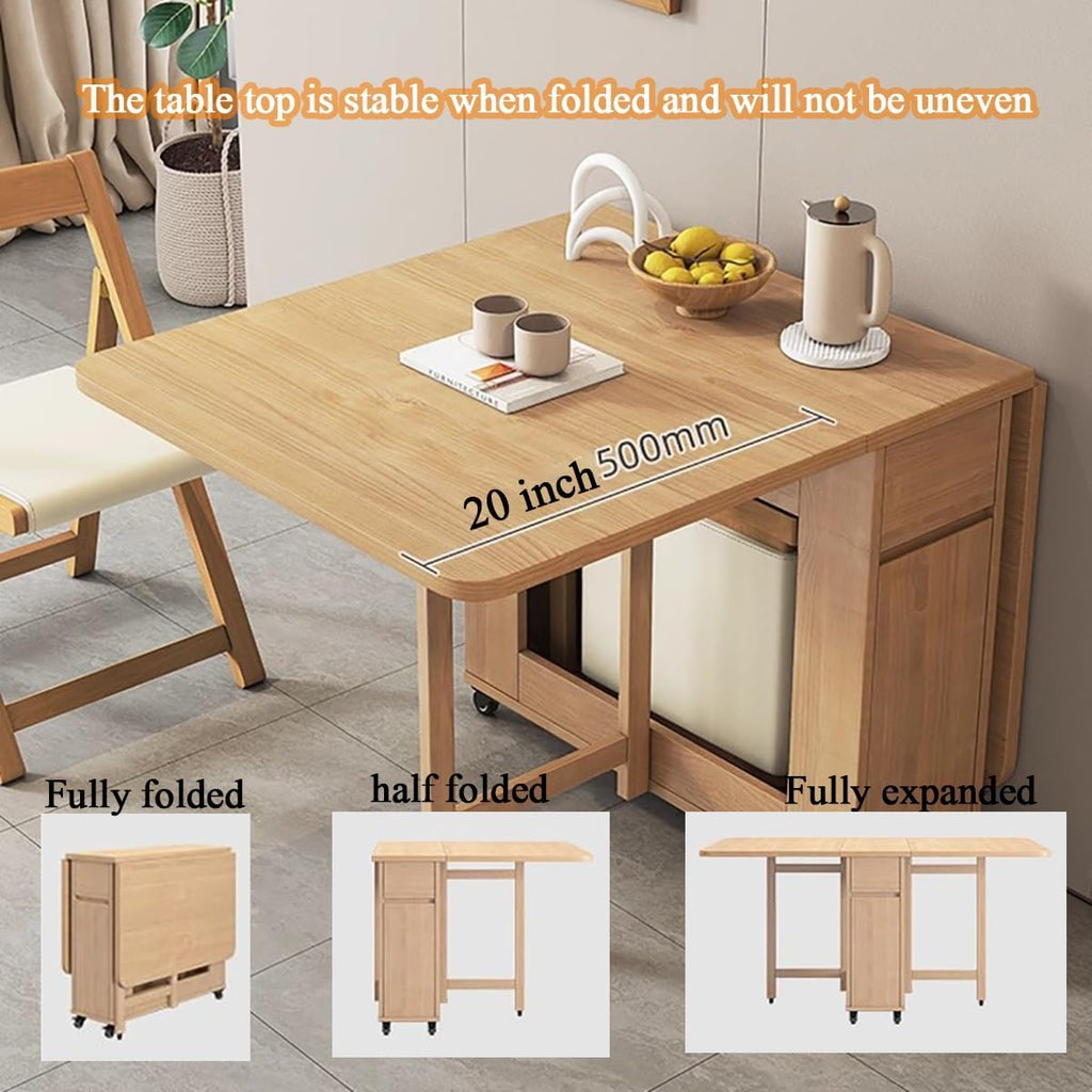 Opklapbare houten eettafel – detail massief houten blad