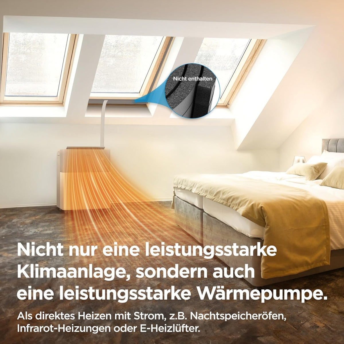 Fensterabdichtung und Abluftschlauch im Einsatz