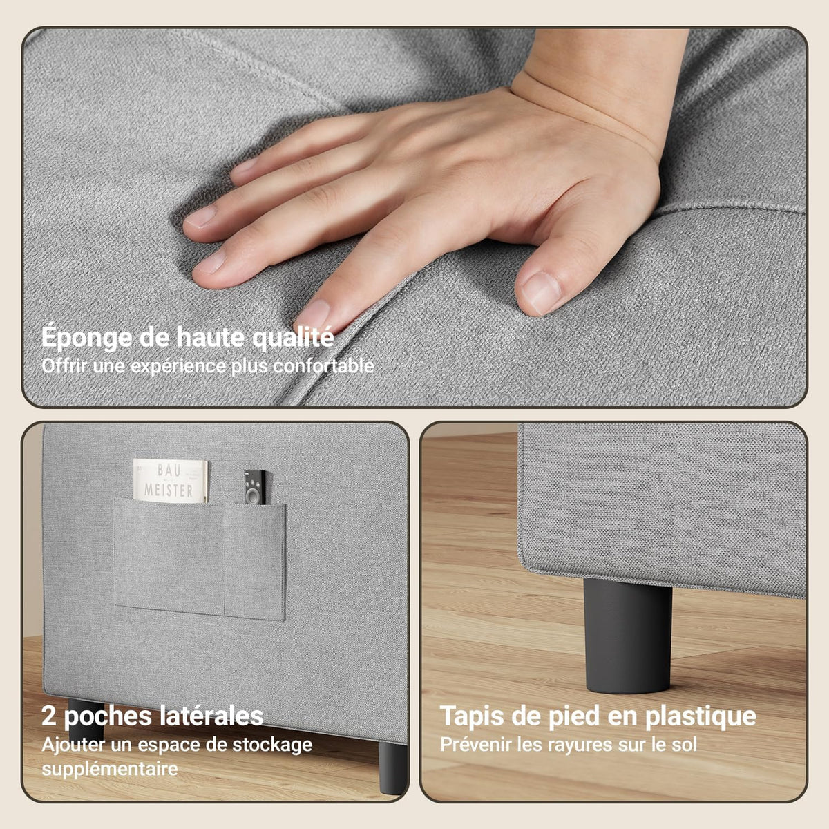 Xbro AR24 fauteuil-slaapbank lichtgrijs - bank in kleine woonkamer