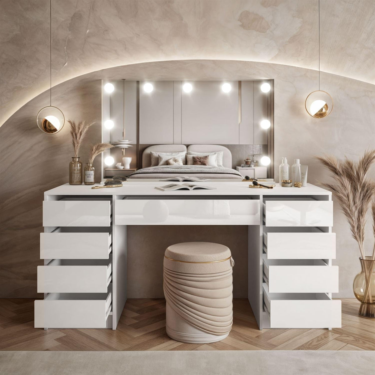 Lookway Schminktisch MADA Elite II mit LED-Spiegel – Elegant – Lieferumfang 10/15