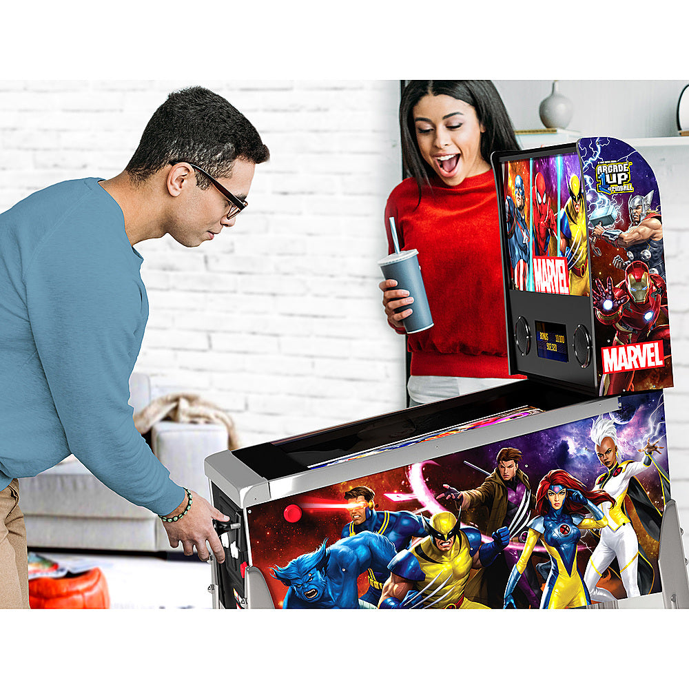 Arcade1Up Marvel flipperkast van opzij in de speelkamer