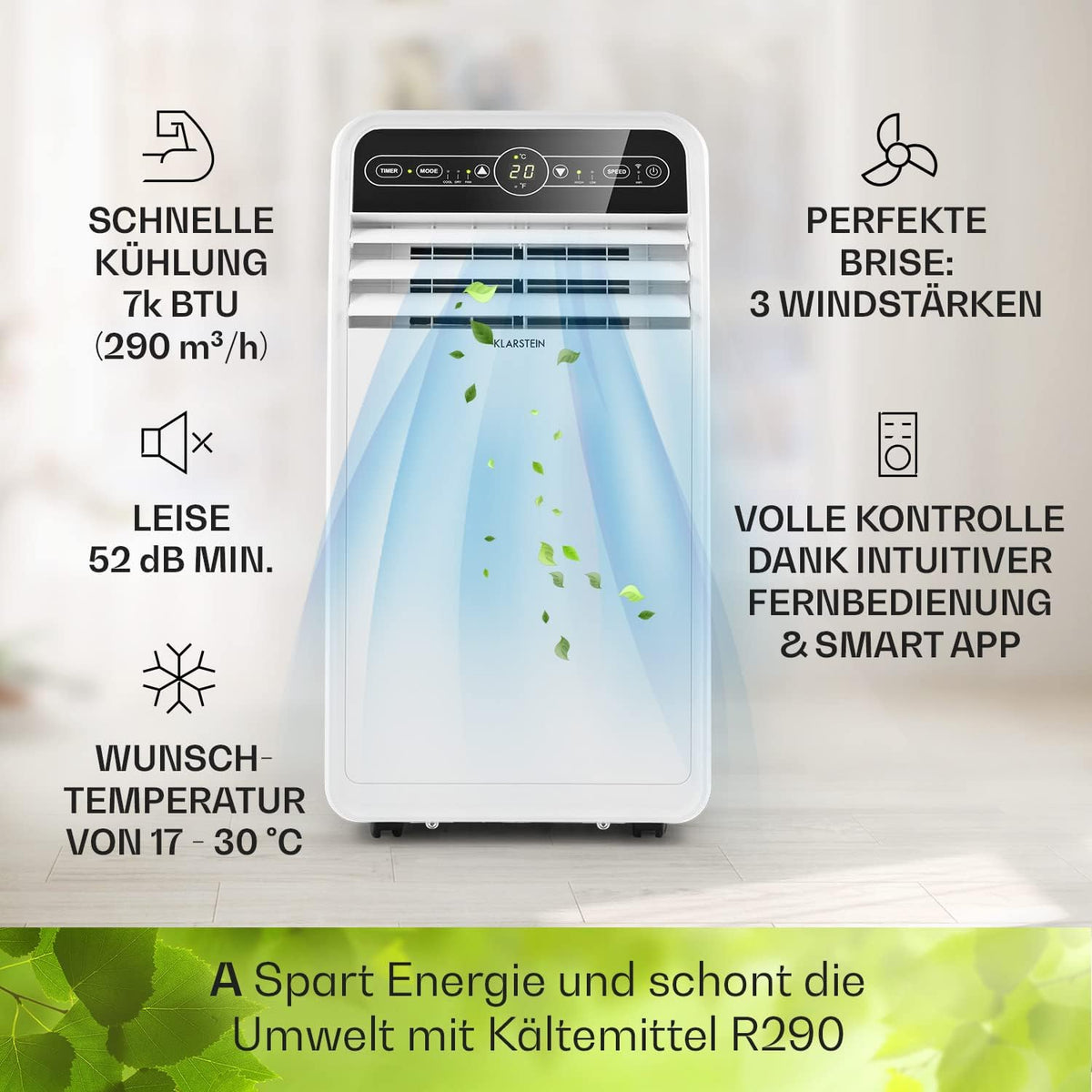 Produktbild: Klarstein Mobile Klimaanlage mit Abluftschlauch – Montagehinweis
