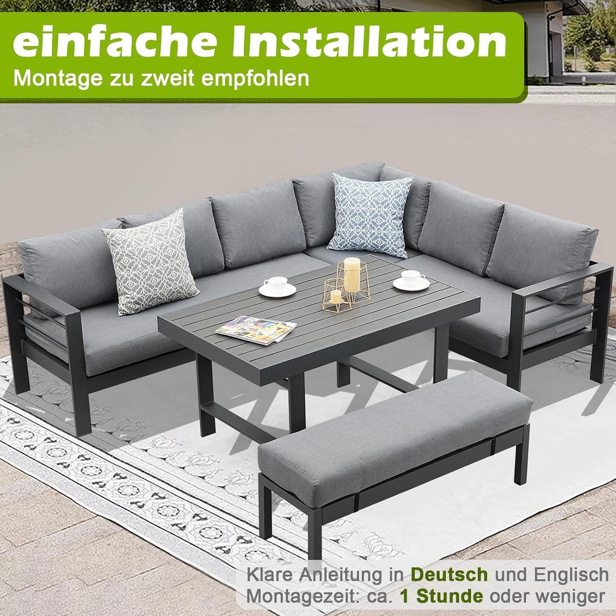 Modernes Outdoor-Ambiente mit Lounge-Set